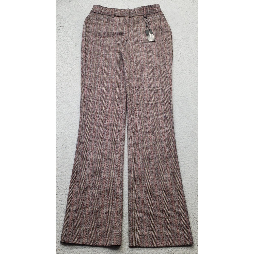 Express Columnist Barely Bootcut Pants Womens 00R Multi Plaid Mid Rise Stretch